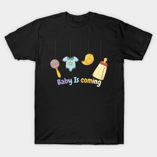 t shirt baby is coming cute baby T-Shirt